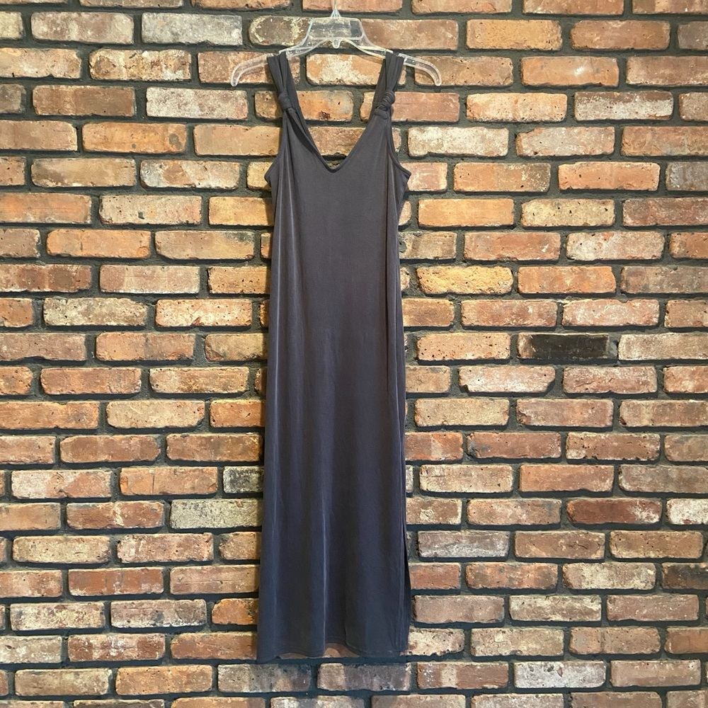 Gray ribbed Topshop midi sleeveless dress